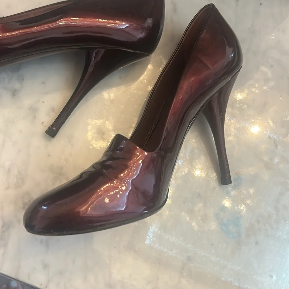 Miu Miu Vintage Dark Purple Red Patent Leather Heels